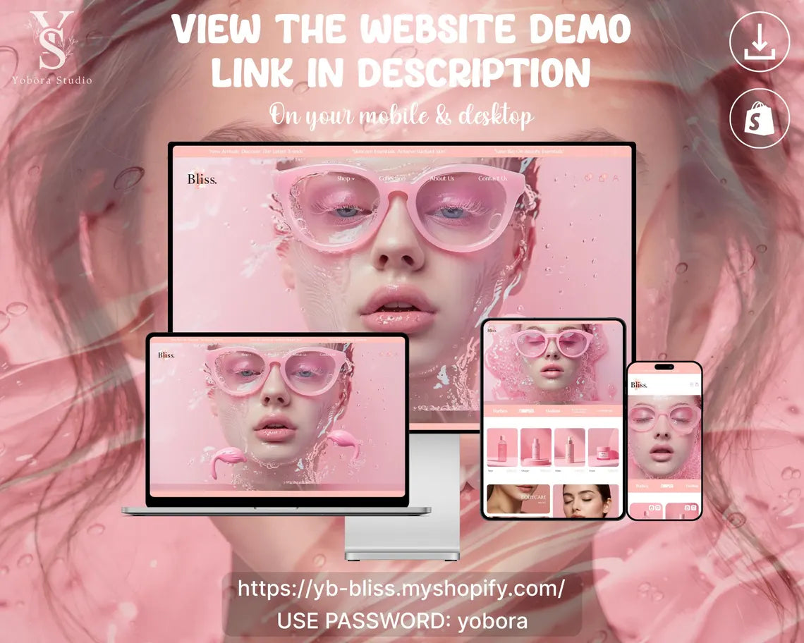 Beauty & Skincare Shopify Store Theme | Cosmetics Ecommerce Template | Modern Self-Care Website Design