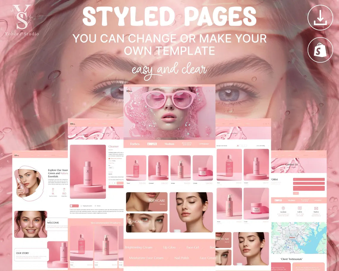 Beauty & Skincare Shopify Store Theme | Cosmetics Ecommerce Template | Modern Self-Care Website Design