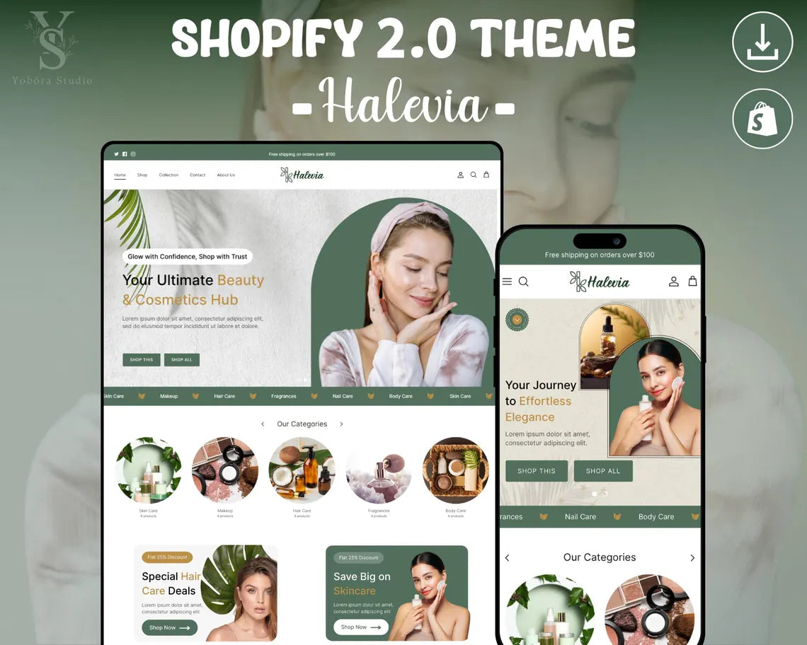 Beauty & Skincare Shopify Theme | Cosmetics Store Template | Premium Beauty Ecommerce Website Design