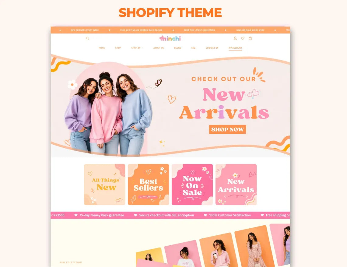 Best Peach Melody Boutique Shopify Theme | Pink Shopify Template Feminine, Minimal & Cute Design | Editable Canva Templates | Shopify OS 2.0