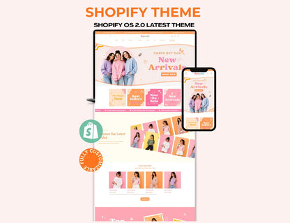Best Peach Melody Boutique Shopify Theme | Pink Shopify Template Feminine, Minimal & Cute Design | Editable Canva Templates | Shopify OS 2.0