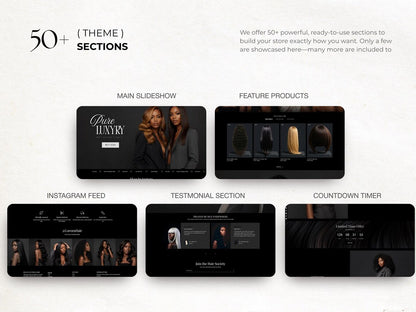 Black Hair website template shopify theme with editable canva banner design