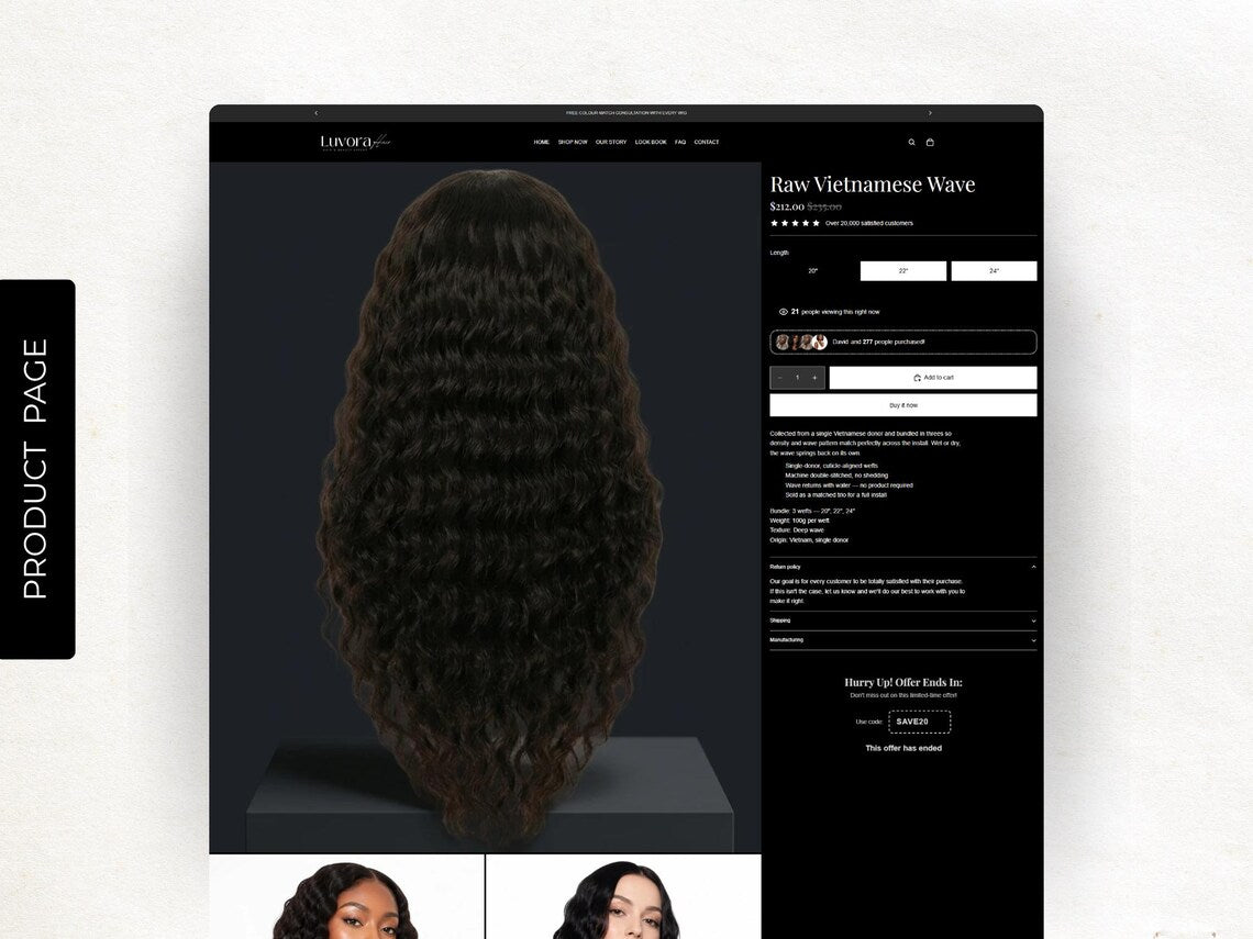 Black Hair website template shopify theme with editable canva banner design