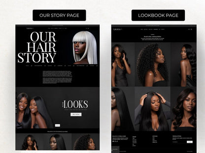 Black Hair website template shopify theme with editable canva banner design
