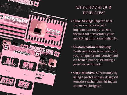 Black and Pink Shopify Theme Kit for Selling Products Shopify Website Template General Products Shop Template Retro Landing Page Cute Theme