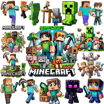Block Building Game Craft Characters PNG Bundle, Gamer PNG Designs, Pixel Art Game Png Bundle (Digital Download)