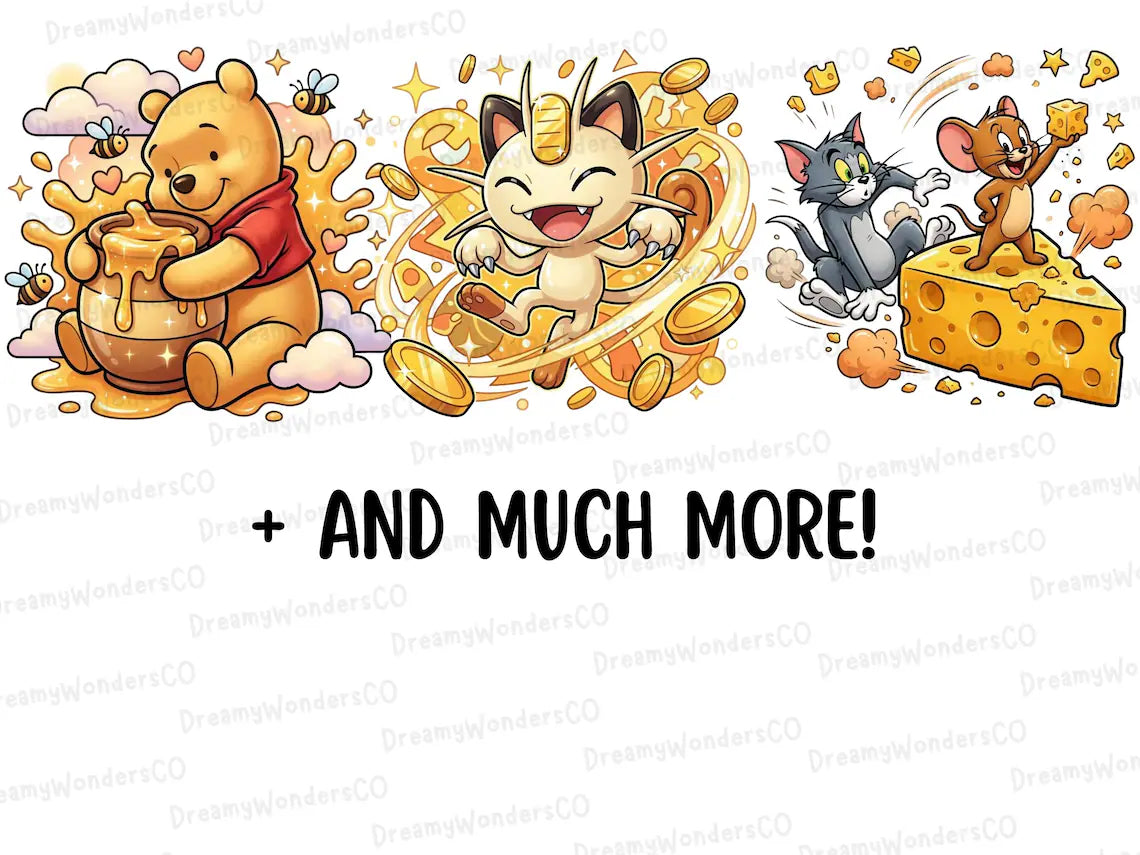 Cartoon MEGA Bundle – 110 Colorful Detailed PNG Designs – Gaming & Cartoon Collection