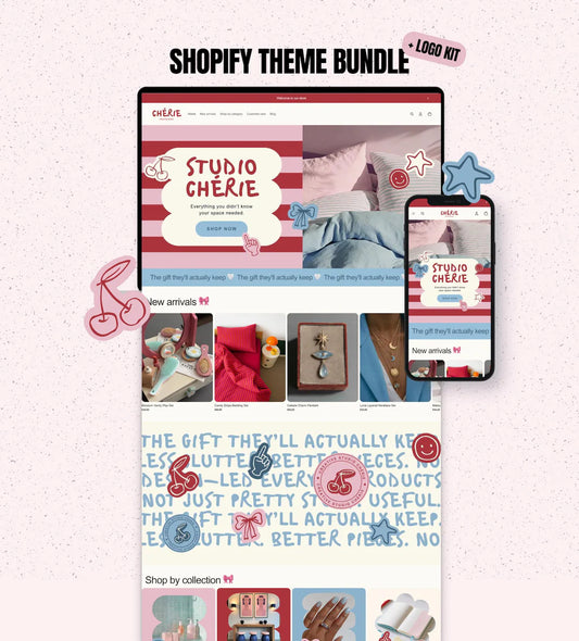 Colorful Shopify Theme, Bright Ecommerce Template, Editable Canva Logo Kit