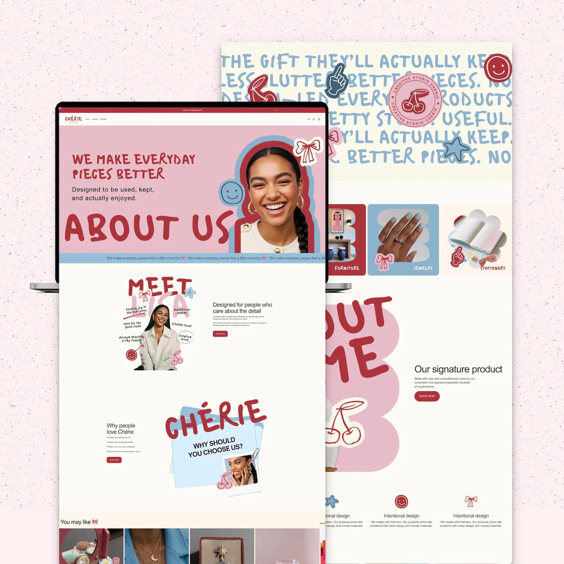 Colorful Shopify Theme, Bright Ecommerce Template, Editable Canva Logo Kit