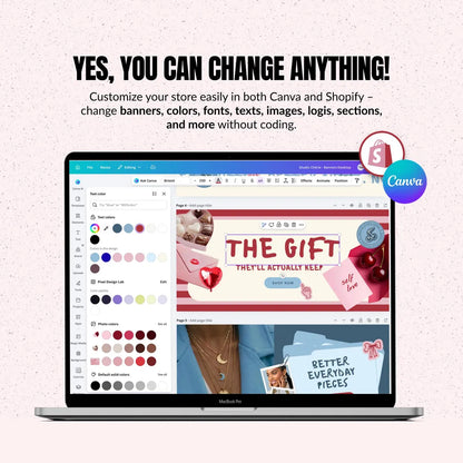 Colorful Shopify Theme, Bright Ecommerce Template, Editable Canva Logo Kit