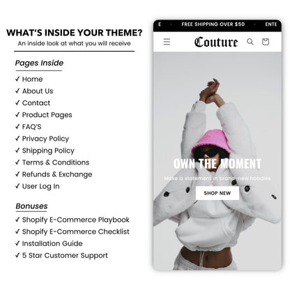 Couture Shopify Theme | Shopify Theme Template | Fashion Shopify Theme | Shopify Clothing | Website Design Template | Shopify Website