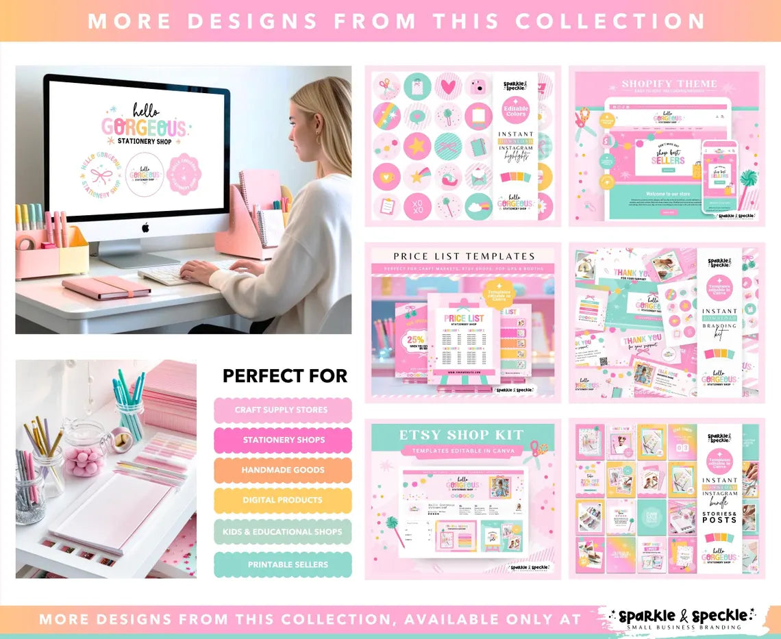Craft Shopify Theme | Website Template for Handmade Businesses and Creative Shops | Canva Website Banners - HGS01 Sparkle & Speckle