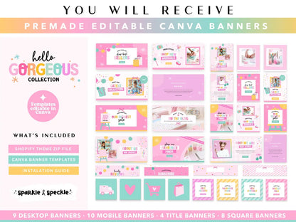 Craft Shopify Theme | Website Template for Handmade Businesses and Creative Shops | Canva Website Banners - HGS01 Sparkle & Speckle