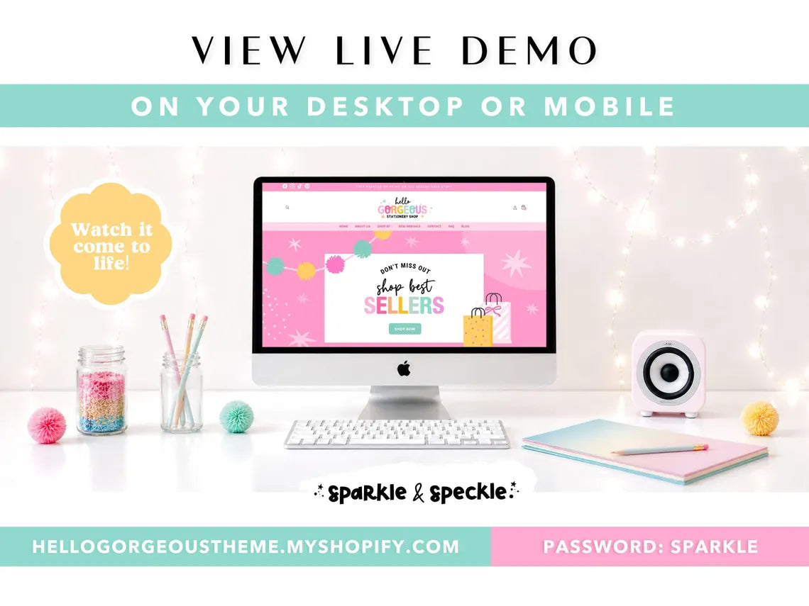 Craft Shopify Theme | Website Template for Handmade Businesses and Creative Shops | Canva Website Banners - HGS01 Sparkle & Speckle
