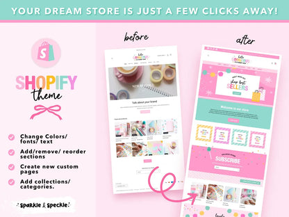 Craft Shopify Theme | Website Template for Handmade Businesses and Creative Shops | Canva Website Banners - HGS01 Sparkle & Speckle