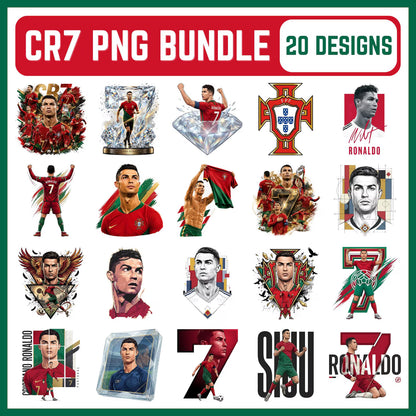 Cristiano Ronaldo PNG Bundle | CR7 Soccer Clipart, Football Shirt Design (Digital Download)