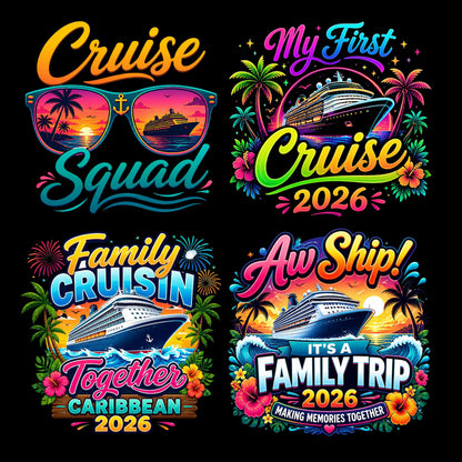 Cruise 2026 PNG Bundle, Family Cruise Trip Png, Cruise Squad Png, Birthday Cruise Shirts Png, Vacation Shirt Design Bundle, Sublimation Png