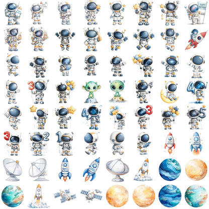 Cute Astronaut Clipart Bundle Space Birthday Png Watercolor Space Solar System Planets Rocket Clipart Outer Space PNG Digital Download