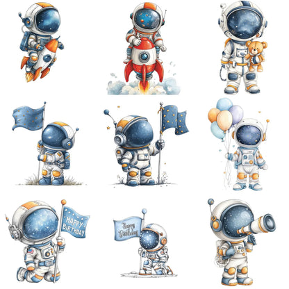 Cute Astronaut Clipart Bundle Space Birthday Png Watercolor Space Solar System Planets Rocket Clipart Outer Space PNG Digital Download