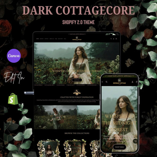 Dark Cottagecore Shopify Theme | Black Shopify Theme | Witchy Shopify Theme | Forest Theme Shopify Store | Shopify Theme 2.0