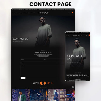Dark Streetwear Shopify Theme | Orange Accent Urban Fashion Website Template + Editable Canva Kit