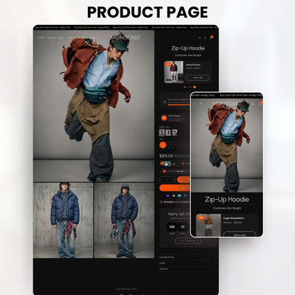 Dark Streetwear Shopify Theme | Orange Accent Urban Fashion Website Template + Editable Canva Kit
