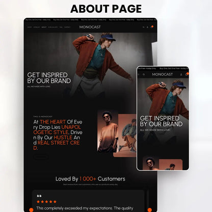 Dark Streetwear Shopify Theme | Orange Accent Urban Fashion Website Template + Editable Canva Kit