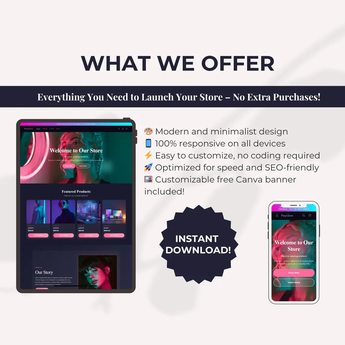 Dark Vibrant Shopify Theme for Creators, Fashion, Beauty & Gaming | Modern Neon Customizable Shopify Template