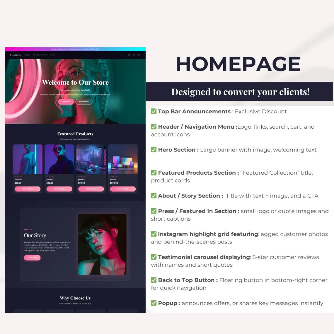 Dark Vibrant Shopify Theme for Creators, Fashion, Beauty & Gaming | Modern Neon Customizable Shopify Template