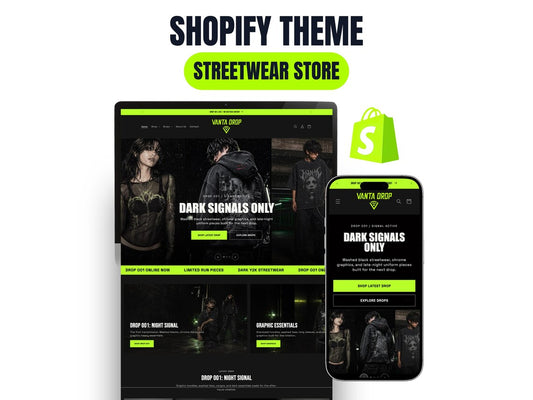 Dark Y2K Streetwear Shopify Theme Clothing Brand Website Template Urban Fashion Store