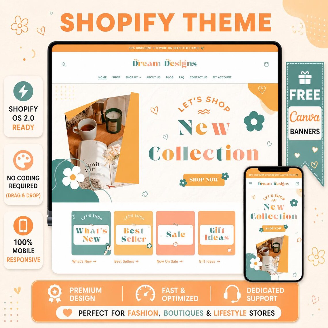Dreamy Designs Shopify Theme | Colorful Shopify Theme Website Template | OS 2.0