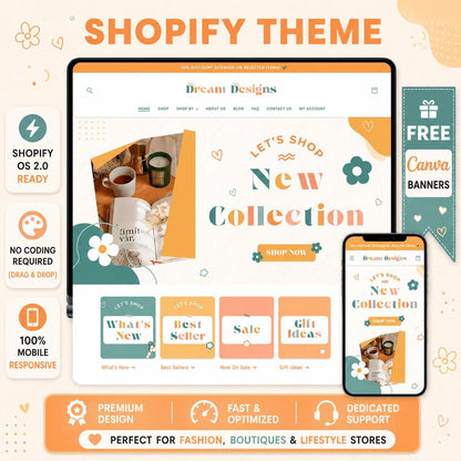 Dreamy Designs Shopify Theme | Colorful Shopify Theme Website Template | OS 2.0