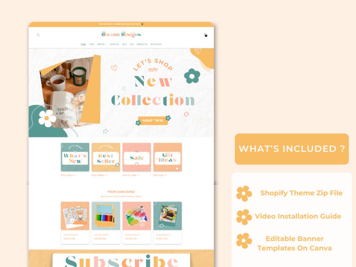 Dreamy Designs Shopify Theme | Colorful Shopify Theme Website Template | OS 2.0