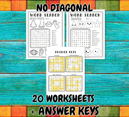 Easy Word Search for Kids; Word Search for Kids; Kids Word Search; Word Search Bundles; Elementary Worksheets; Word Search Puzzle