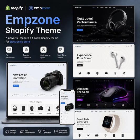 Empzone Shopify Theme | Modern Marketplace Web Design, Mega Catalog Layout (Digital Download)