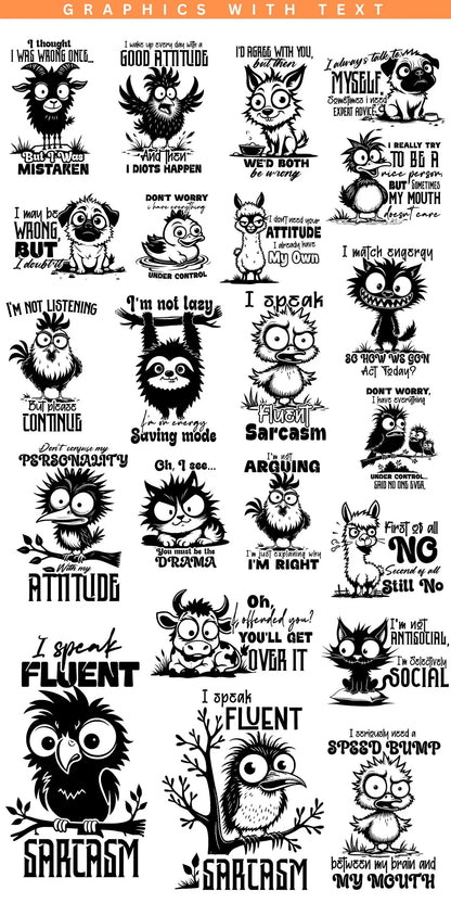 Funny Quotes SVG Sarcastic SVG Bundle Grumpy Birds SVG Cat Lover Sarcasm Print Humor Saying Svg Dxf Pdf Png Jpeg Bundle