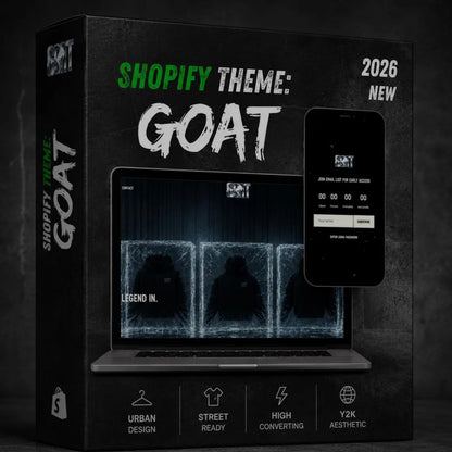 GOAT Shopify Theme – Streetwear, Urban, Y2K Fashion Website Template (Digital Download)