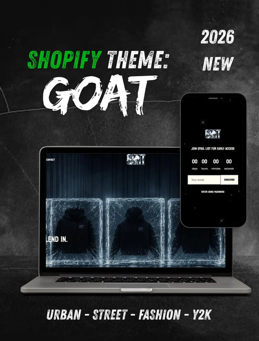 GOAT Shopify Theme – Streetwear, Urban, Y2K Fashion Website Template (Digital Download)