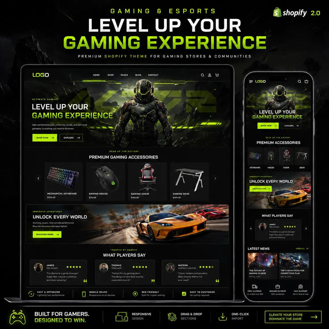 Gaming Shopify Theme | Esports Store, Responsive Design (Digital Download)