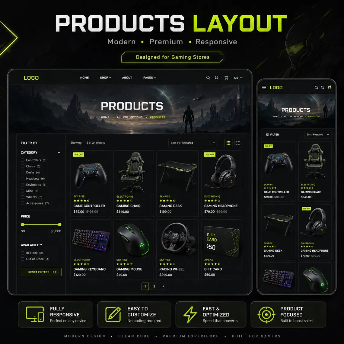 Gaming Shopify Theme | Esports Store, Responsive Design (Digital Download)