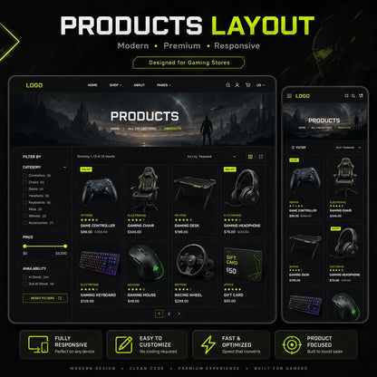 Gaming Shopify Theme | Esports Store, Responsive Design (Digital Download)