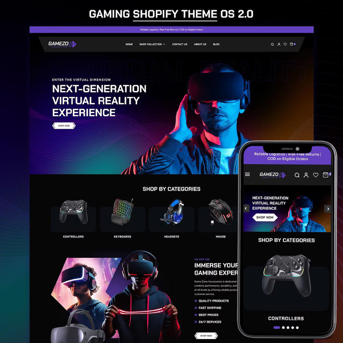 Gaming Shopify Theme, Game Store Website Template, eCommerce Gaming Accessories Theme, Digital Download Shopify Store Design