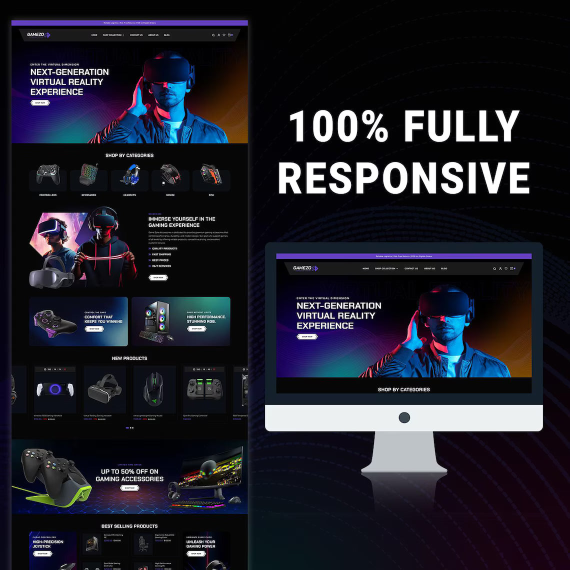 Gaming Shopify Theme, Game Store Website Template, eCommerce Gaming Accessories Theme, Digital Download Shopify Store Design