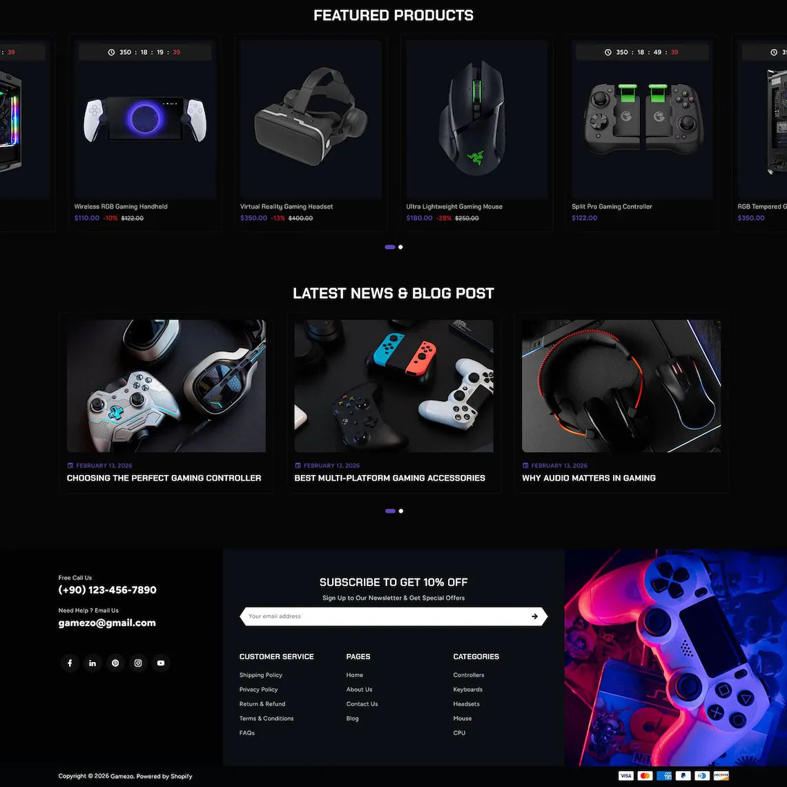 Gaming Shopify Theme, Game Store Website Template, eCommerce Gaming Accessories Theme, Digital Download Shopify Store Design