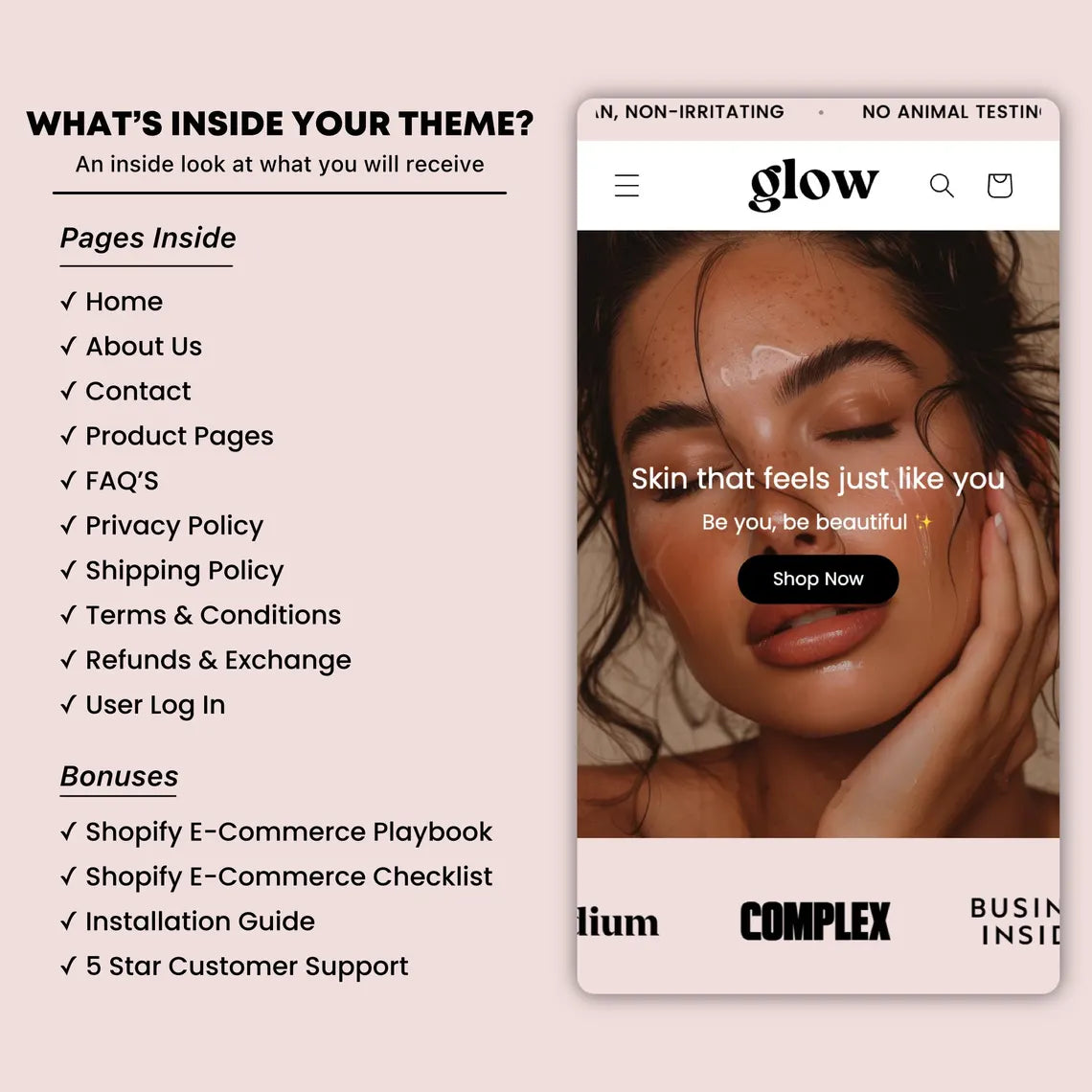 Glow Skin Shopify Theme | Shopify Theme Template | Premium Shopify Theme | Shopify Theme | Website Design Template | Shopify Website