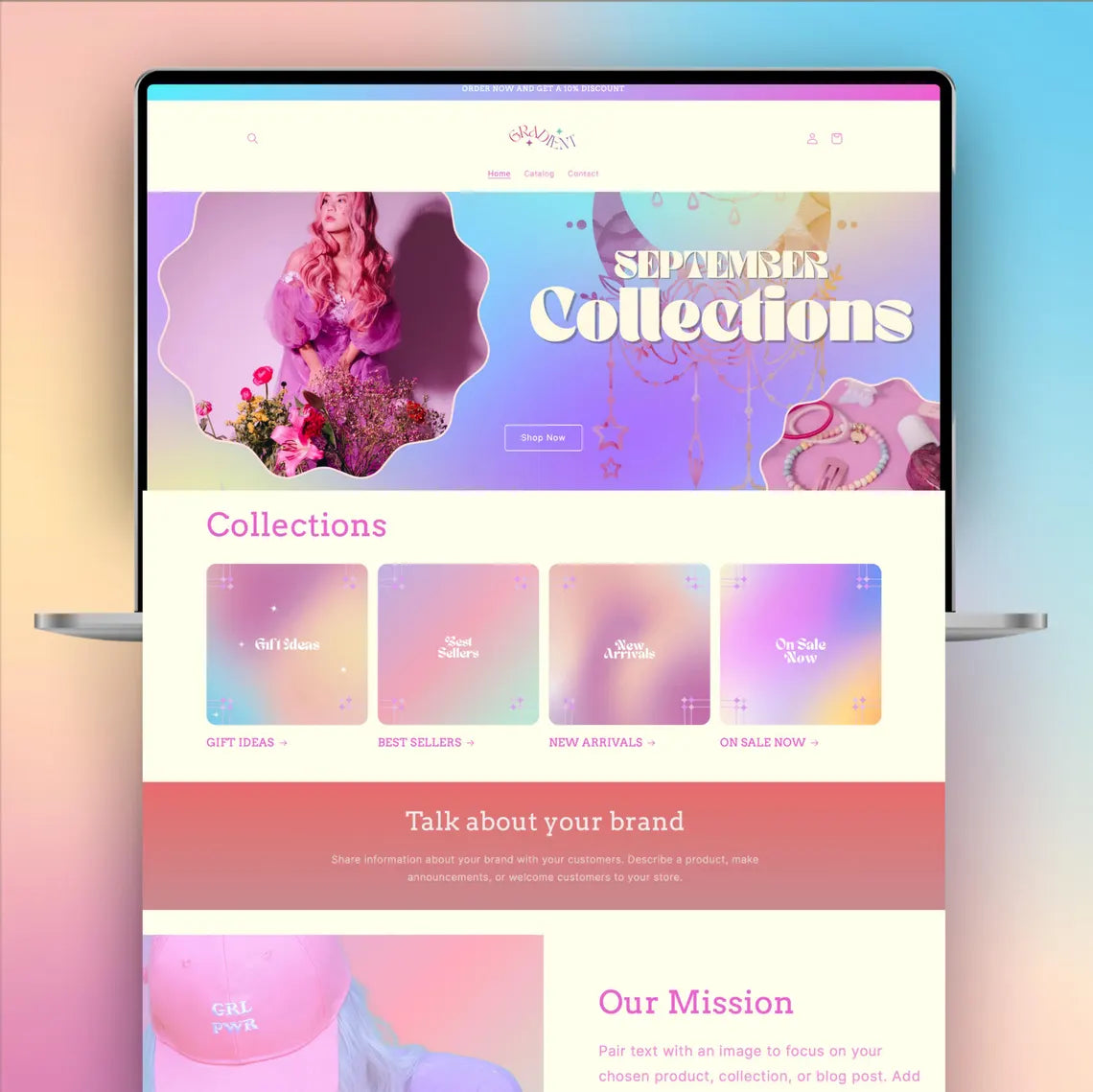 Gradient theme Boutique Shopify Theme | gradient Shopify Template | patel, Minimal & Cute Design | Editable Canva Templates | Shopify OS 2.0