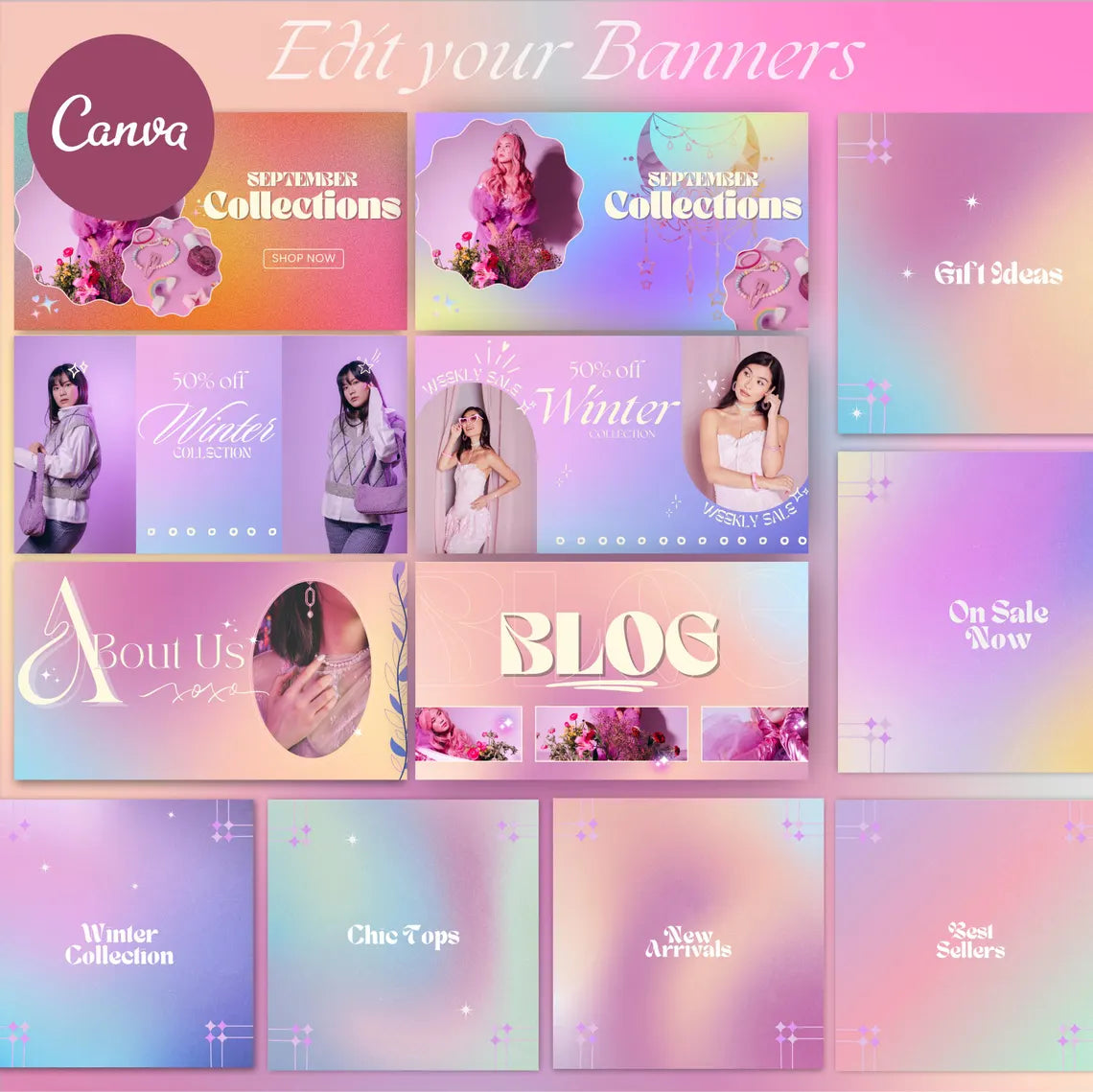 Gradient theme Boutique Shopify Theme | gradient Shopify Template | patel, Minimal & Cute Design | Editable Canva Templates | Shopify OS 2.0