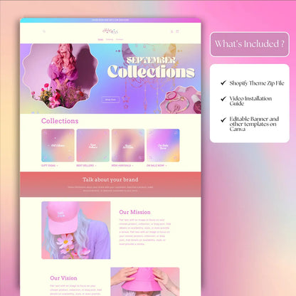 Gradient theme Boutique Shopify Theme | gradient Shopify Template | patel, Minimal & Cute Design | Editable Canva Templates | Shopify OS 2.0