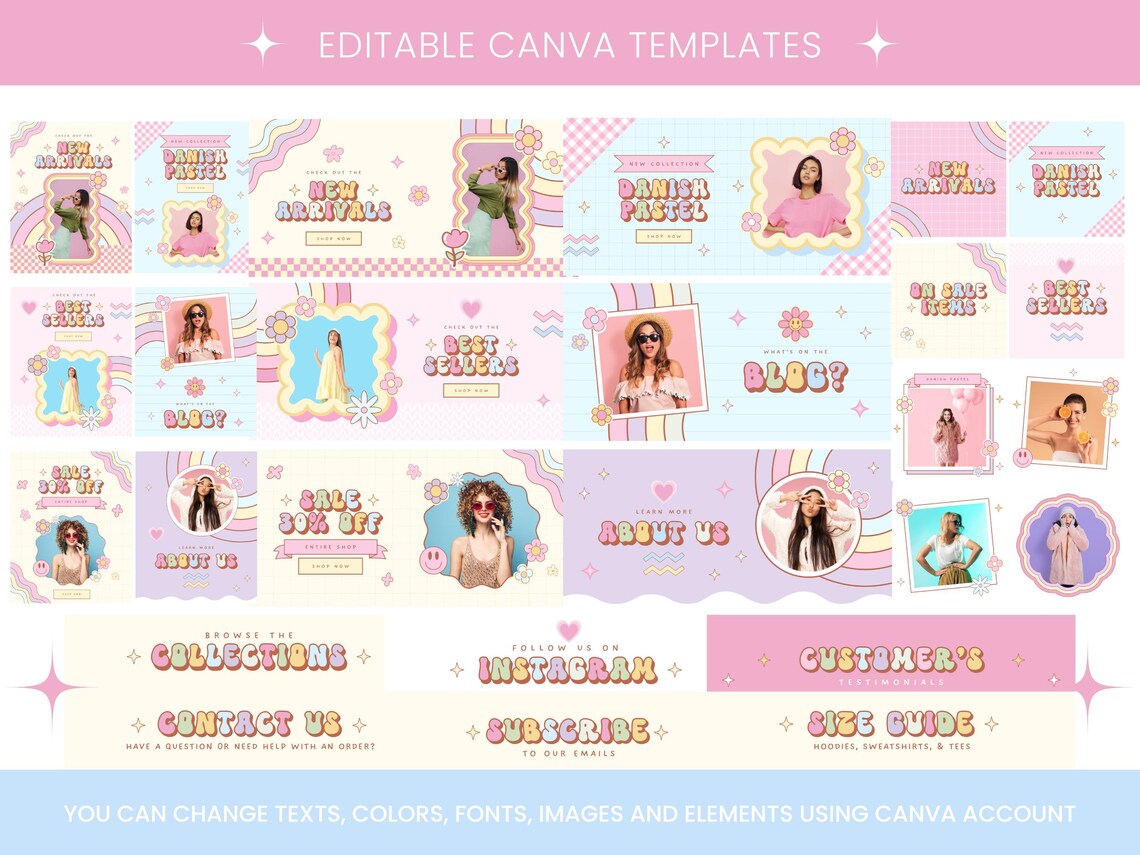 Groovy Shopify Theme Template,pink Shopify Boutique theme with canva banners,Neutral Website,Shopify Banner Template with Shopify Planner
