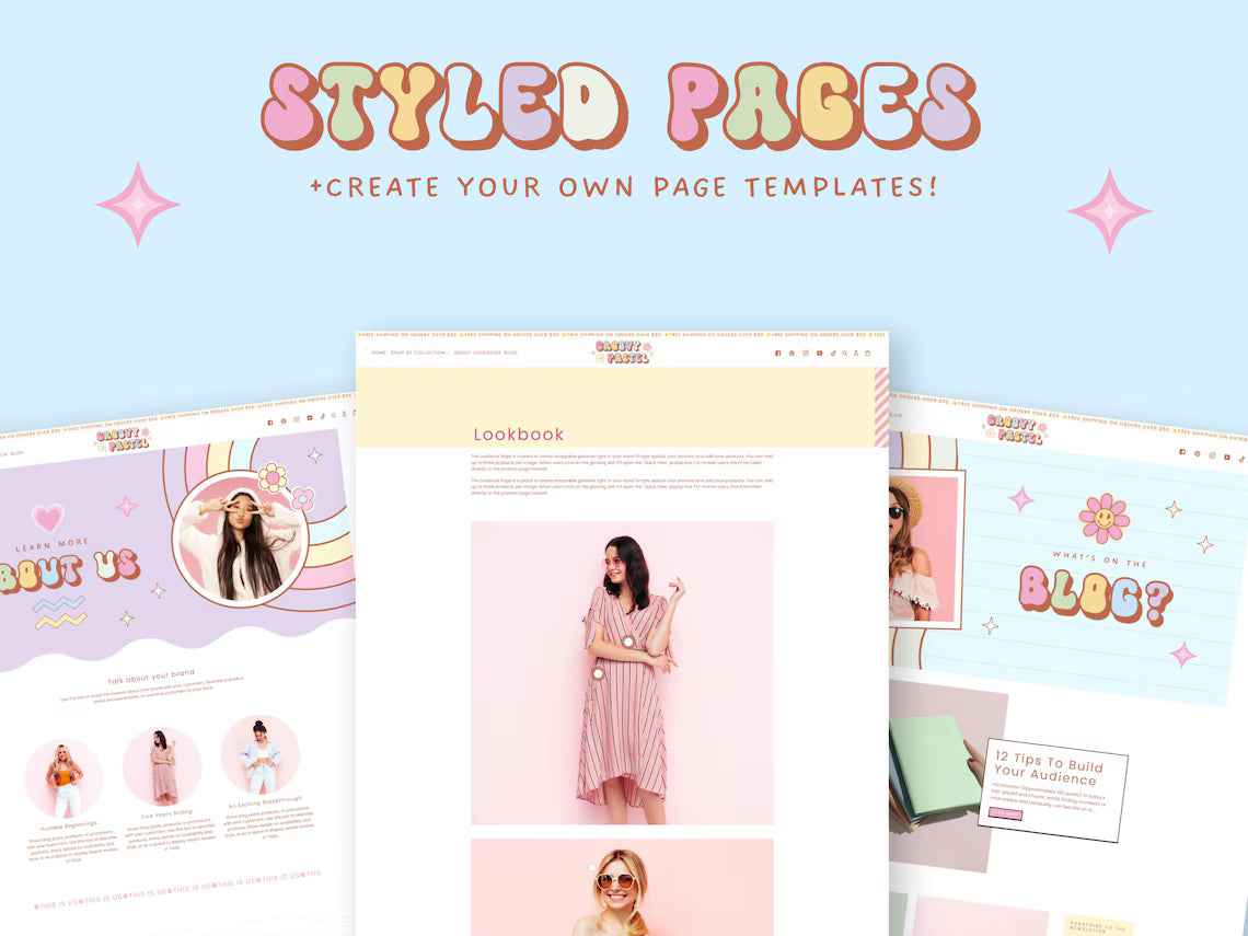 Groovy Shopify Theme Template,pink Shopify Boutique theme with canva banners,Neutral Website,Shopify Banner Template with Shopify Planner